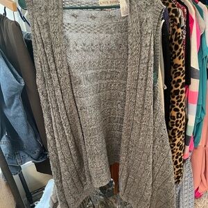 Knox Rose Gray Women's Sweater Cardigan with fringe!